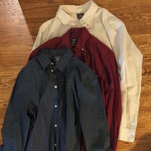 J. Crew Casual Button Down Shirts - Cream, Red, and Black